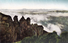 The Three Sisters and surrounding mist at Katoomba in the Blue Mountains